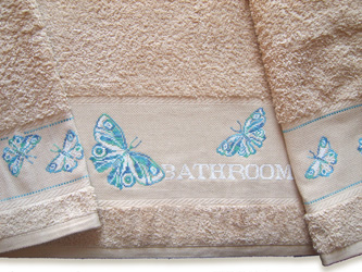 Butterfly pattern for bath towel by Marie-Anne Rethoret-Melin